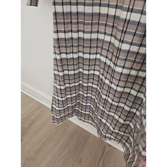 Just Female Anthropologie Midi Soon Plaid Taupe Organic Cotton Dress 36 Small S - Picture 7 of 12
